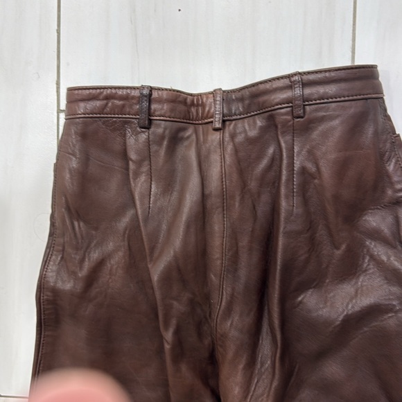 Vintage Cynthia Rowley Brown Leather Pants Size 4 - Picture 9 of 11